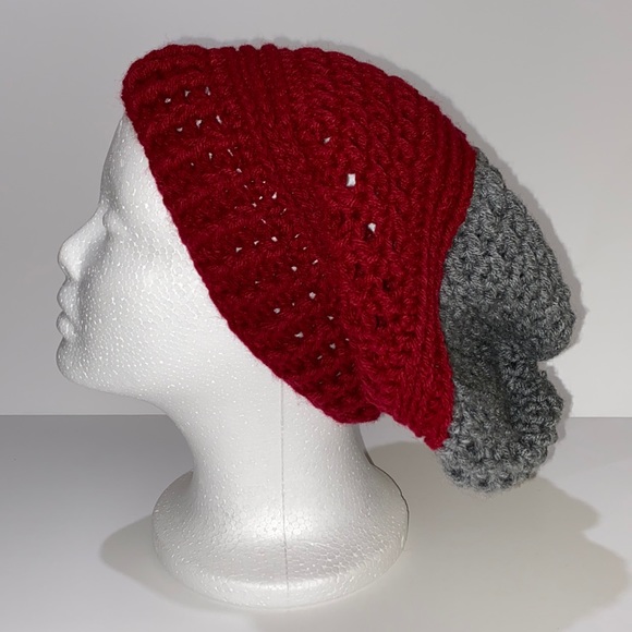 Hand Crafted Burgundy Crochet Winter Hat. - Picture 2 of 5